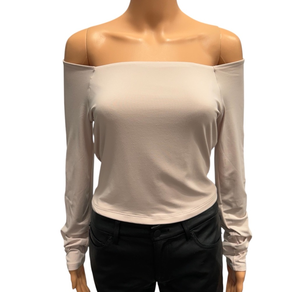 WILD SKYE Off The Shoulder Long Sleeve Hush Pink Blush Top NWT Large